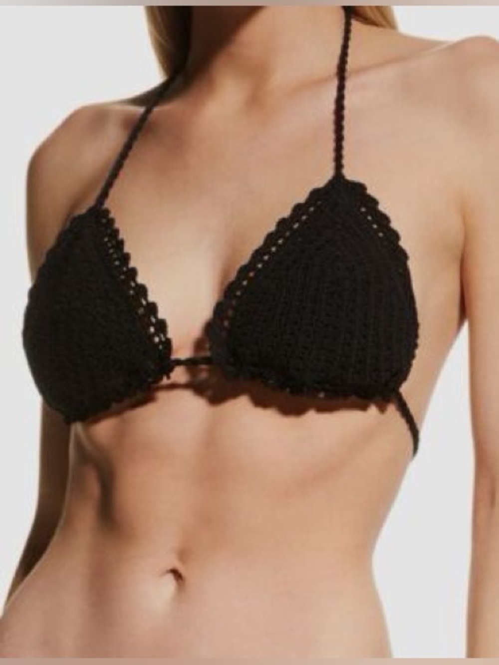Veronica Beard Black Crochet Cala Top Swim Bikini